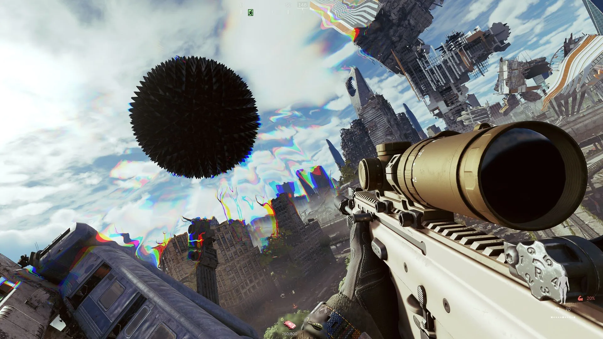 Rifle against a distorted sky