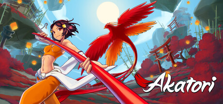 Official Akatori Steam store header artwork showing Mako holding her staff against a stylised world backdrop.