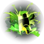 Welcome to Anime Zero badge: a green avatar bursting forward in green energy