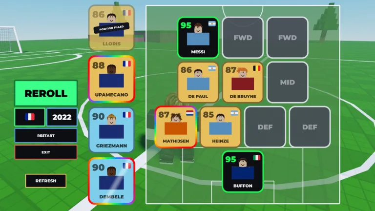 Build A Soccer Squad captain and team completion screen