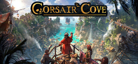 Corsair Cove official header artwork showing pirates and the island settlement