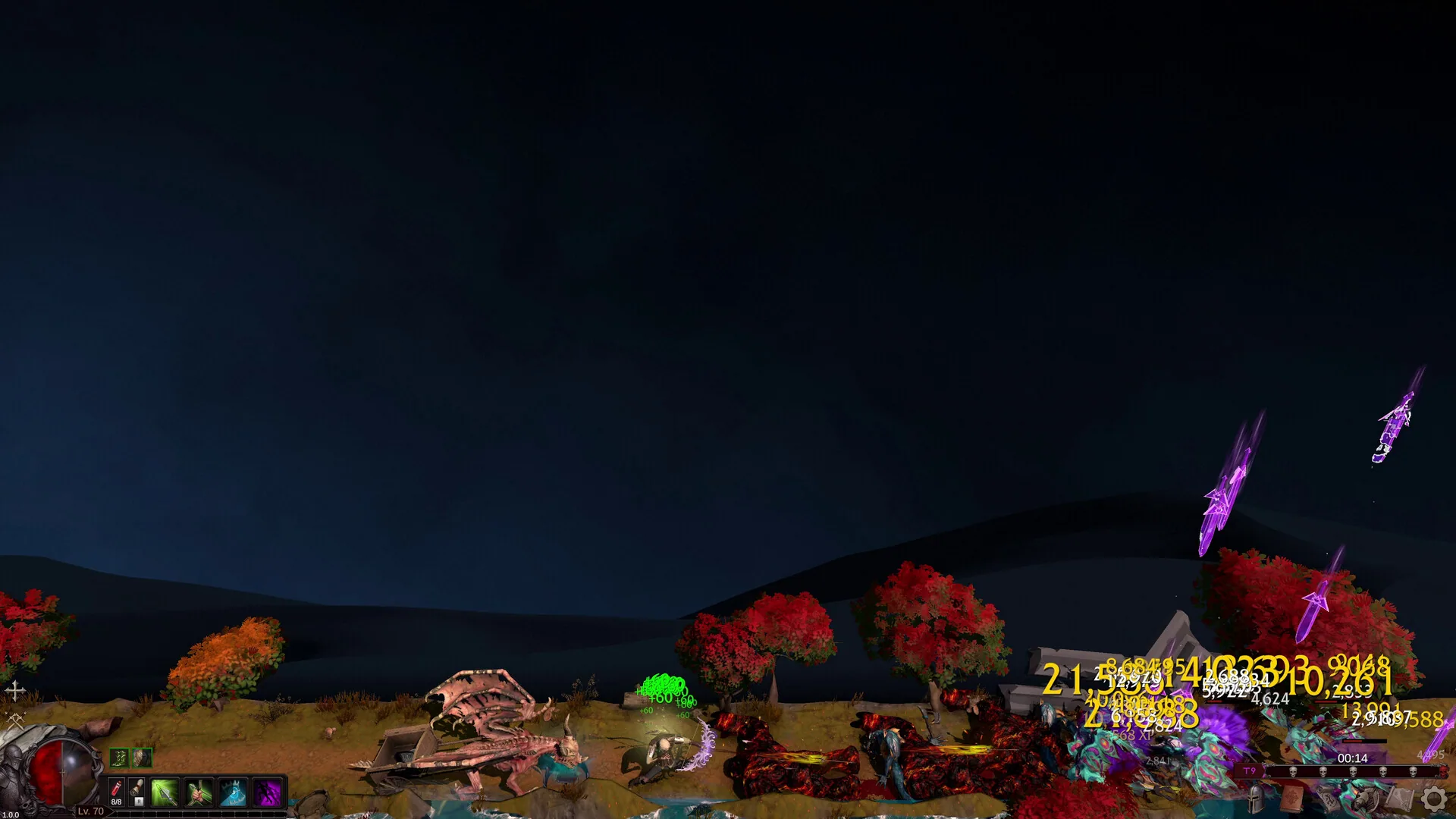 Deskrawl town hub with NPC services and the loot cart