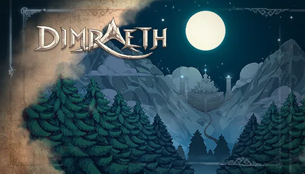 Landscape capsule of the moonlit fortress and Dimraeth logo.