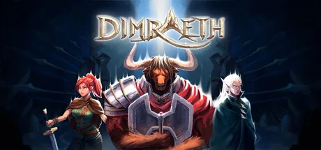 Human, Minotaur, and Elf heroes under the Dimraeth wordmark.