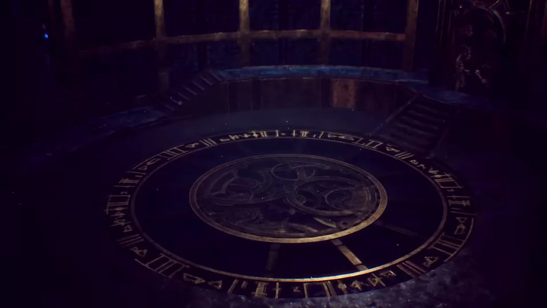 The glowing Doorway of Time inside the ruins