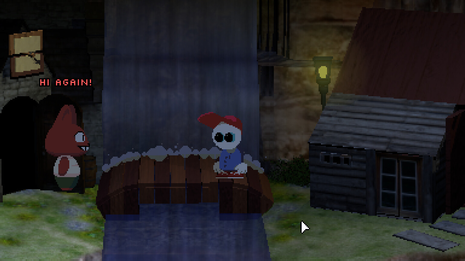 A close view of the Endacopia bedroom computer, desk, wall clock, calendar, and the red-capped child facing the screen.