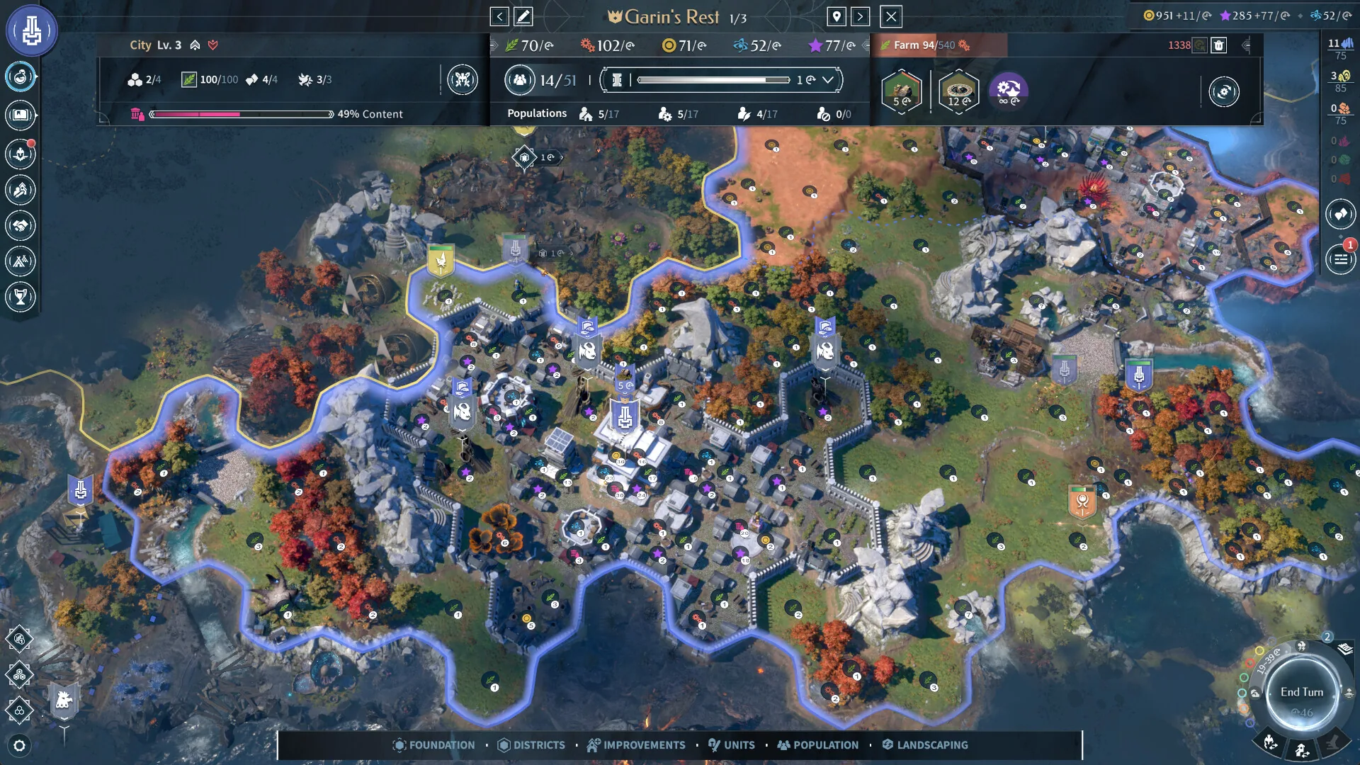 Hex territories, resource marks, and the playable map.