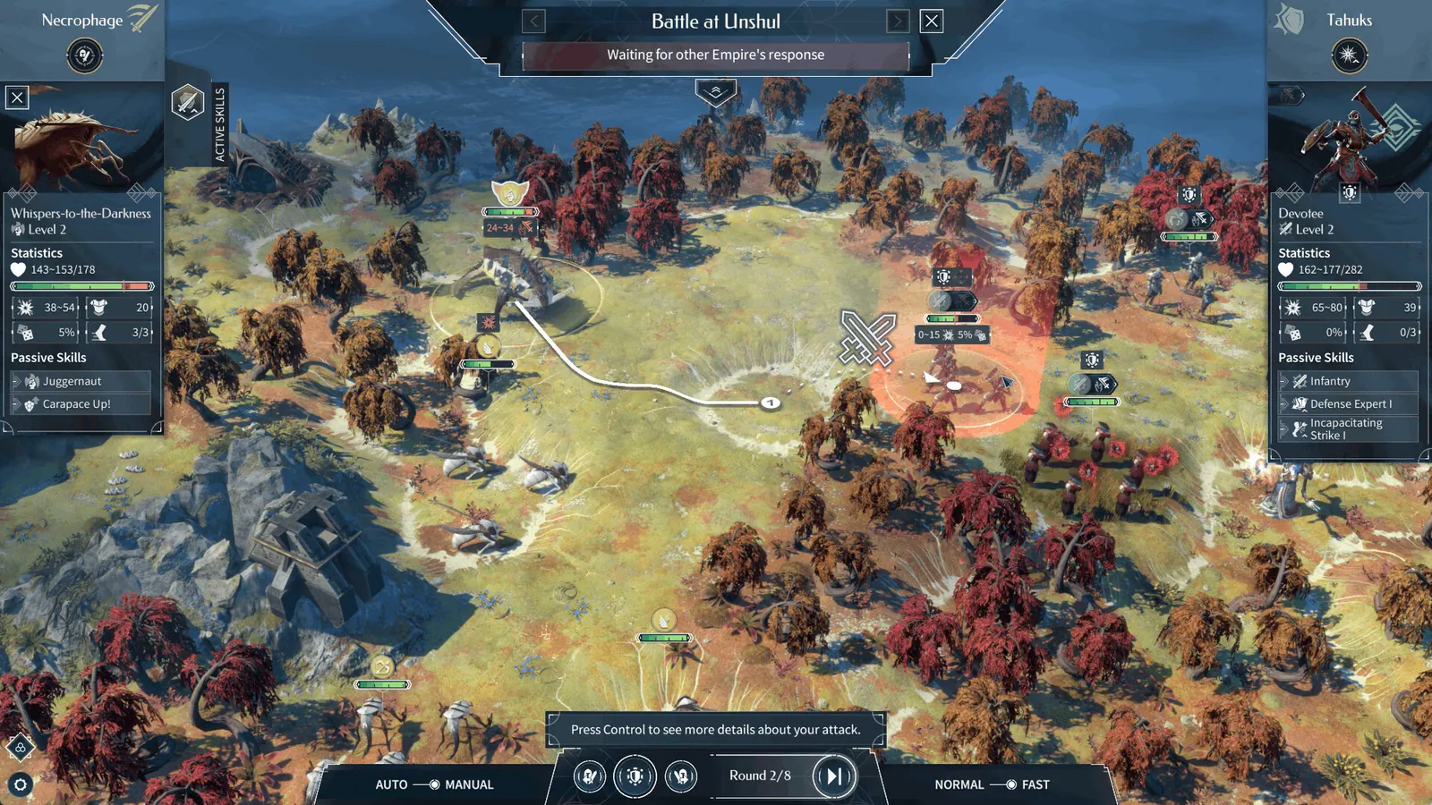 Armies and terrain on Saiadha's revealed land.