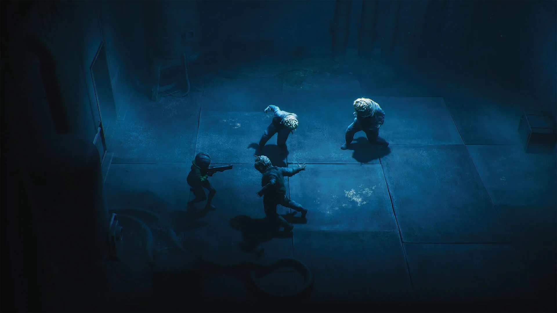Three figures armed inside the facility