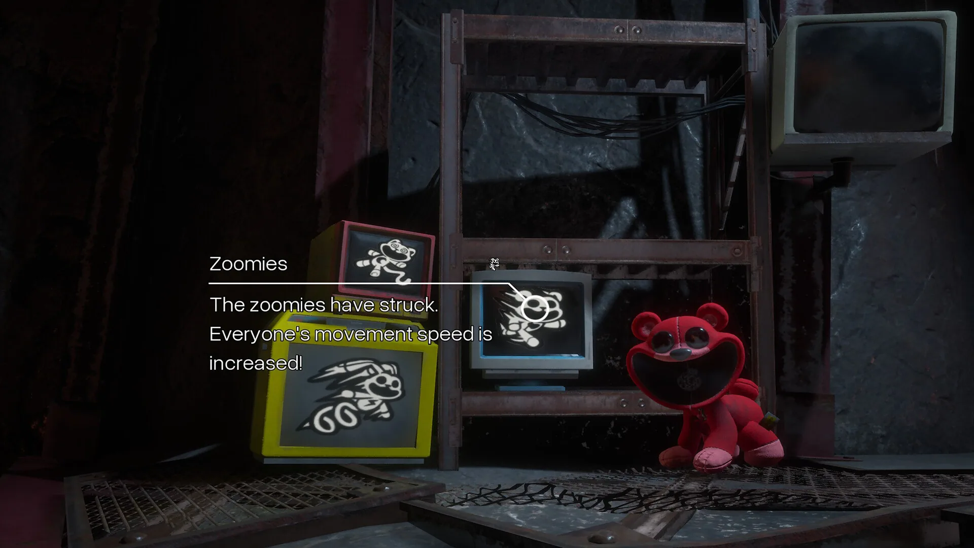 Factory monitors showing a Zoomies alert