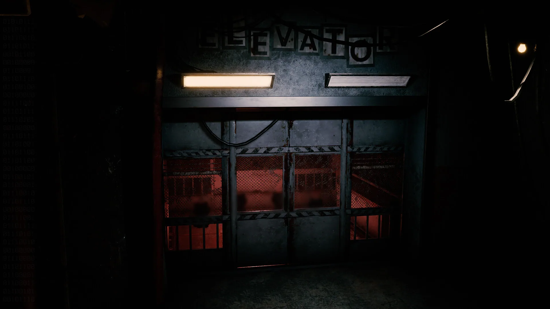 A factory door labeled ELEVATOR