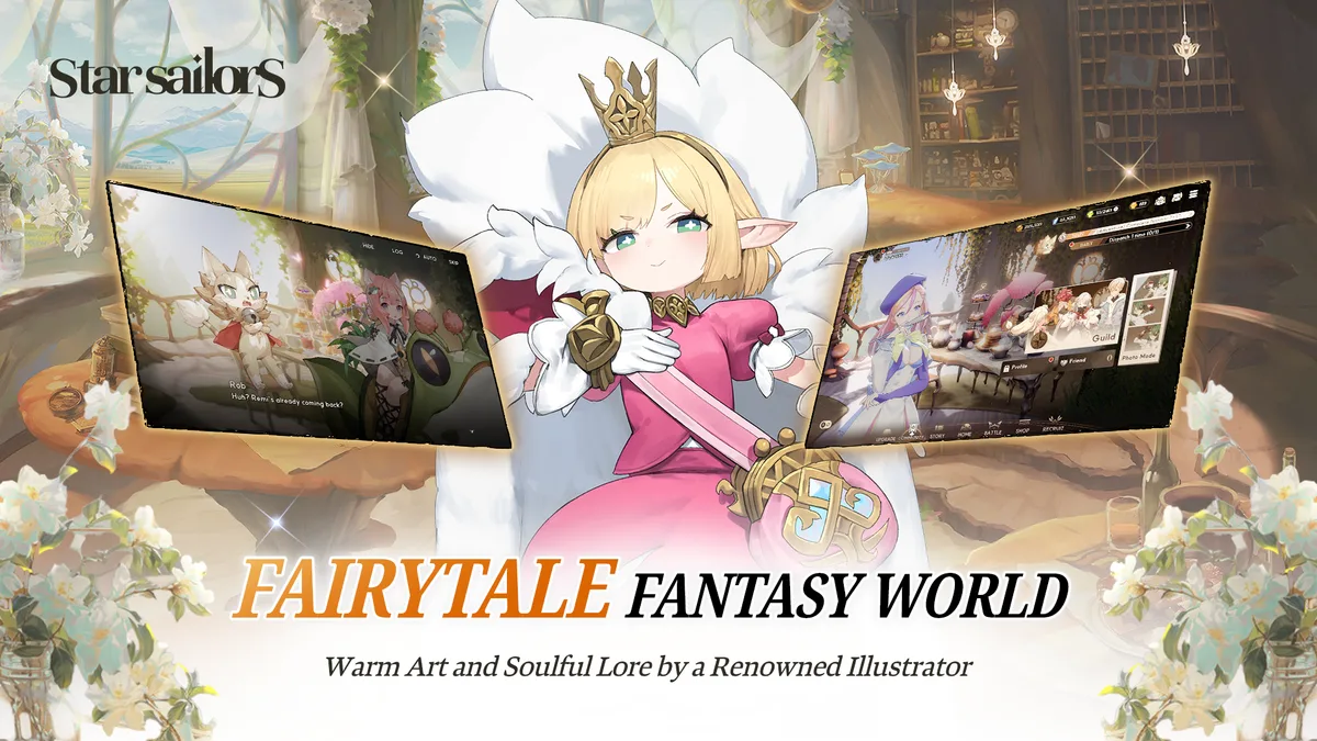 Official banner: "FAIRYTALE FANTASY WORLD — Warm Art and Soulful Lore by a Renowned Illustrator," featuring Princess Jen.