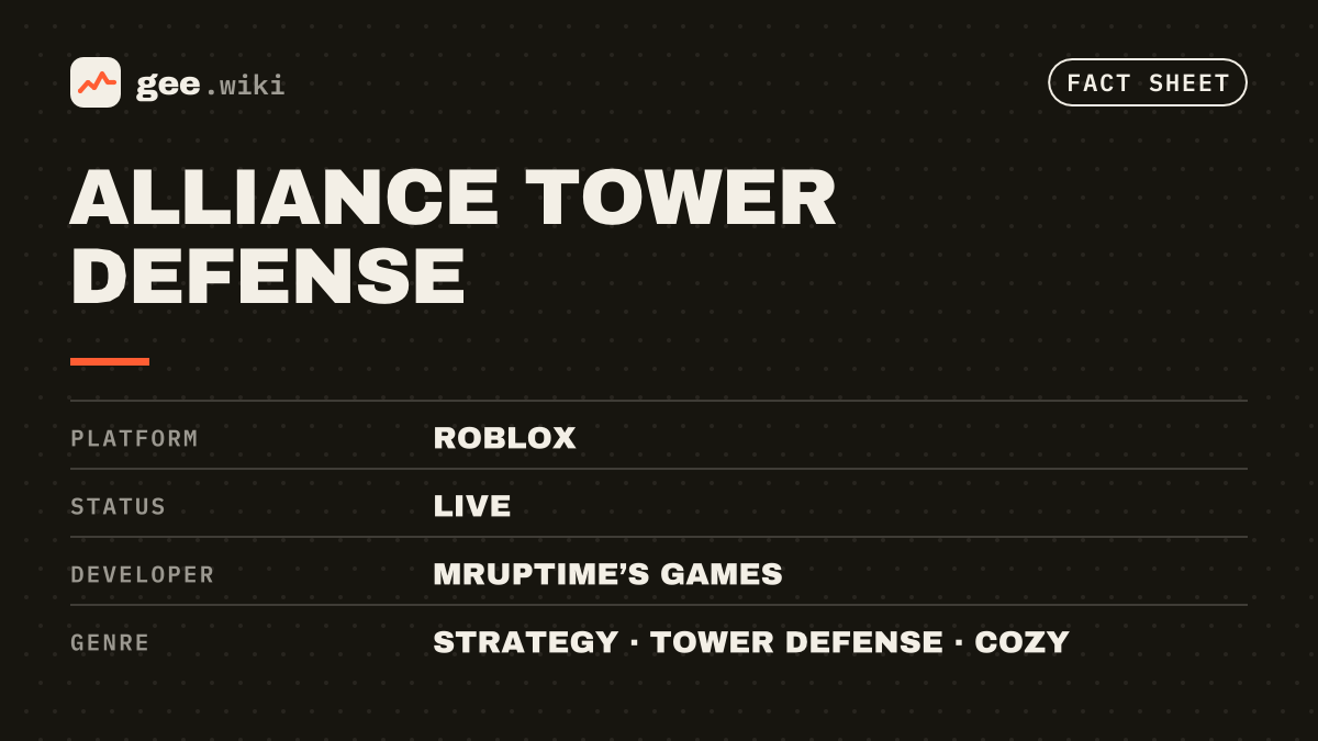 Alliance Tower Defense: Fact sheet card