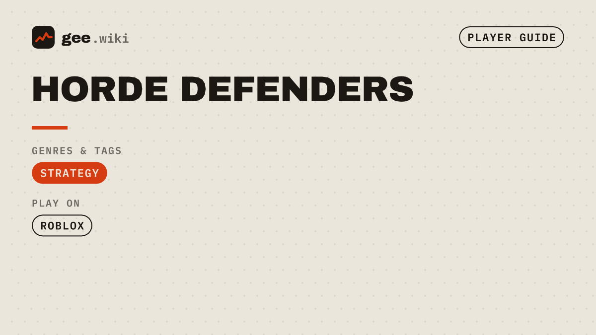 Horde Defenders: Player guide card