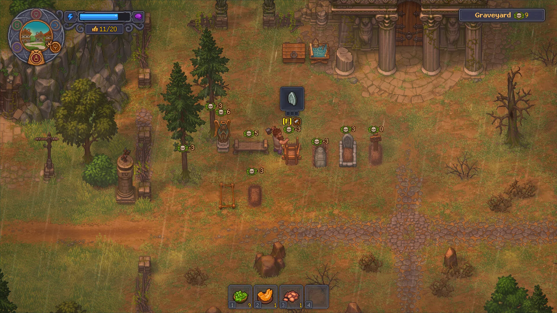 Graveyard Keeper 2 Town streets with houses and a gate