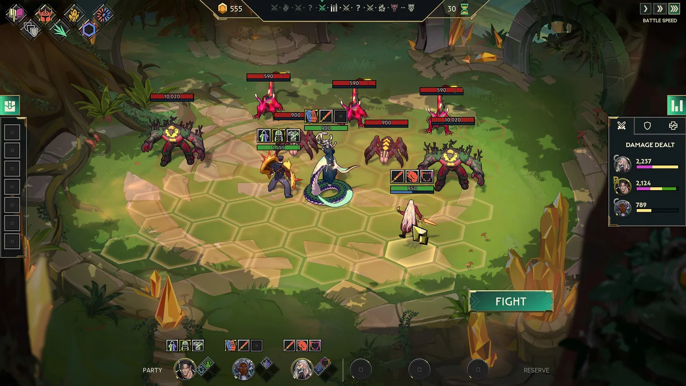 Guildrun party lineup during a run