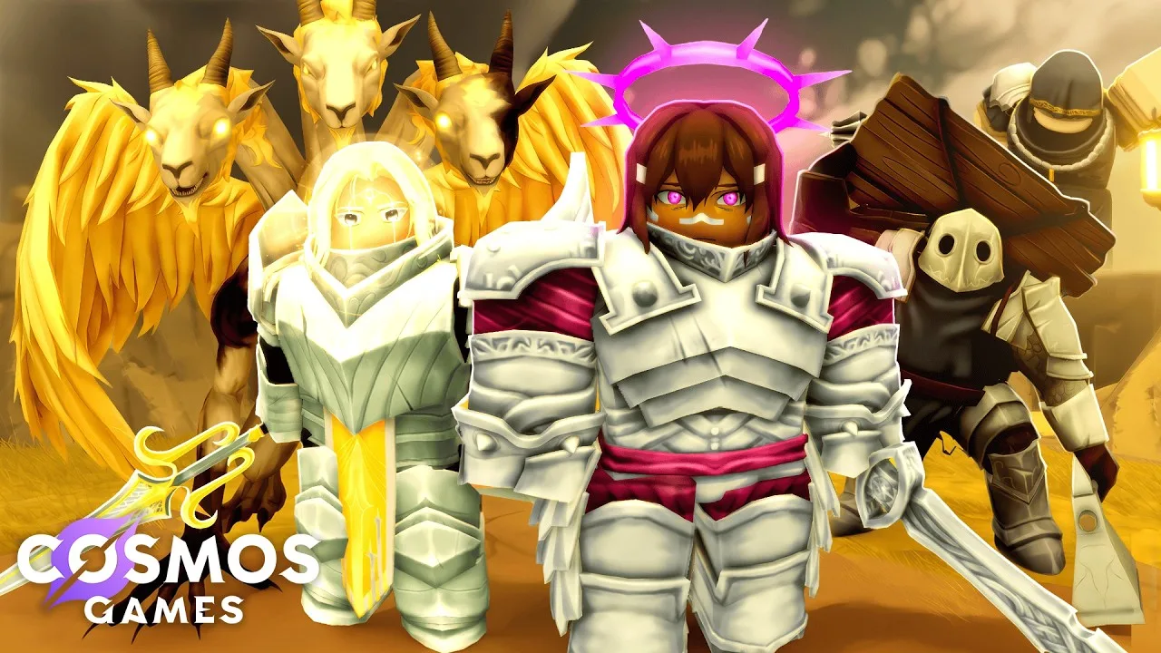 MythFall key art — the roster of heroes