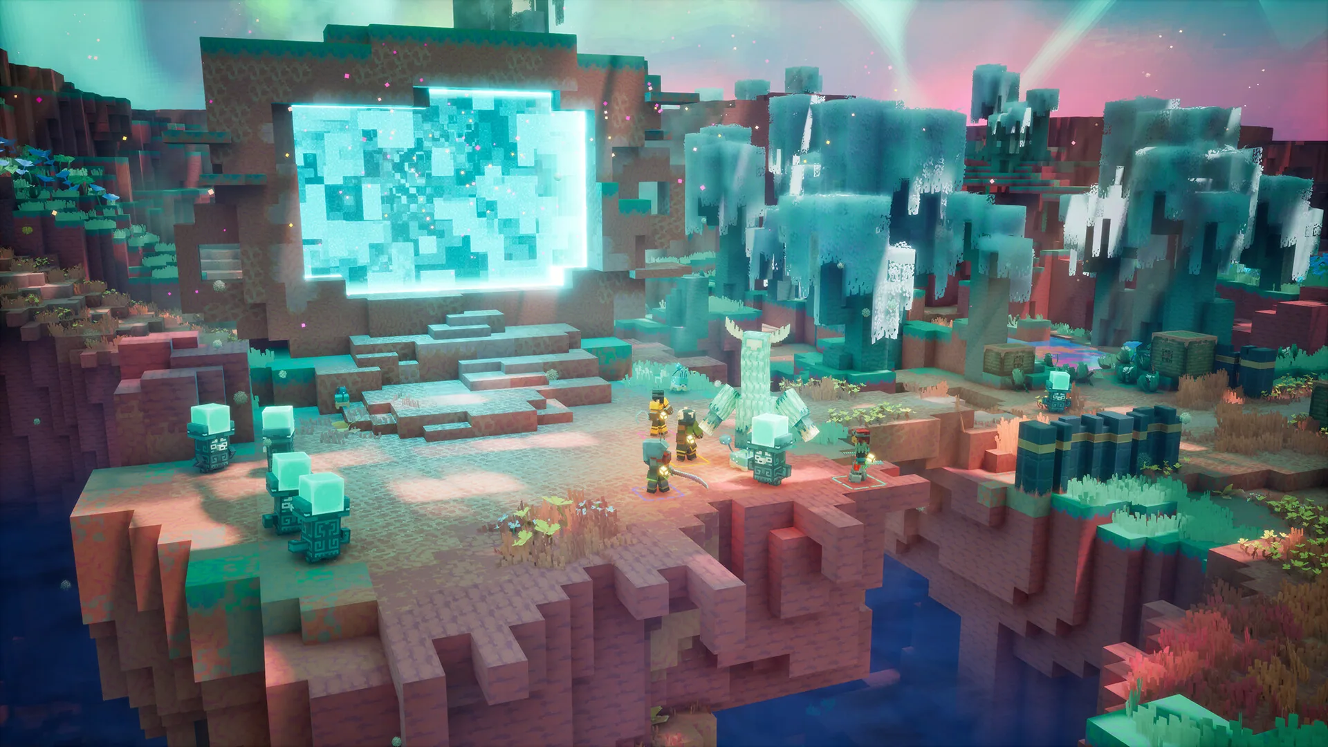 A rift portal in a colorful Sift landscape