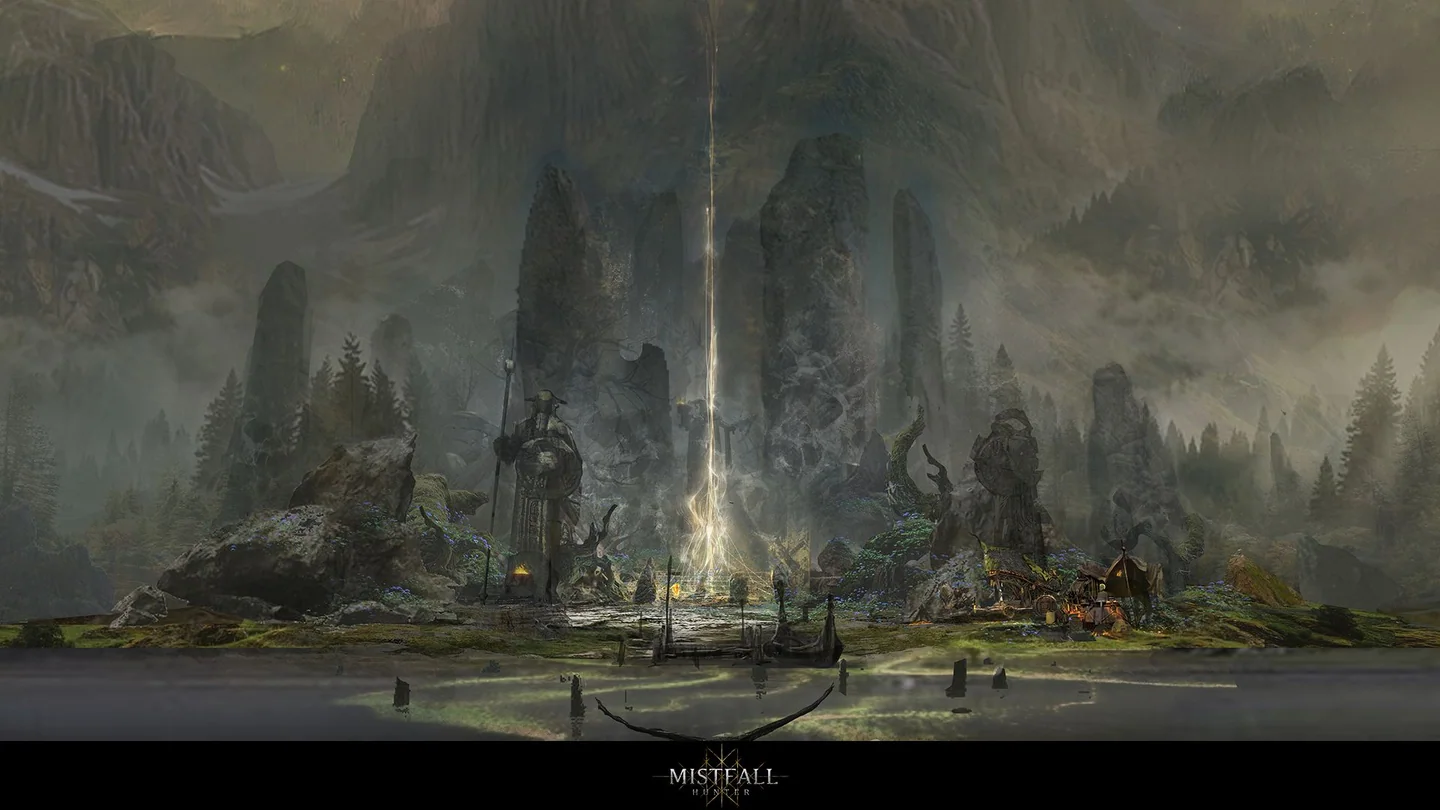 Mistfall Hunter camp promotional art