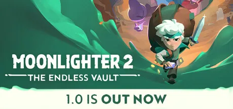 Steam header key art of white-haired Will leaping through a green portal with a sword and backpack, captioned 1.0 IS OUT NOW.