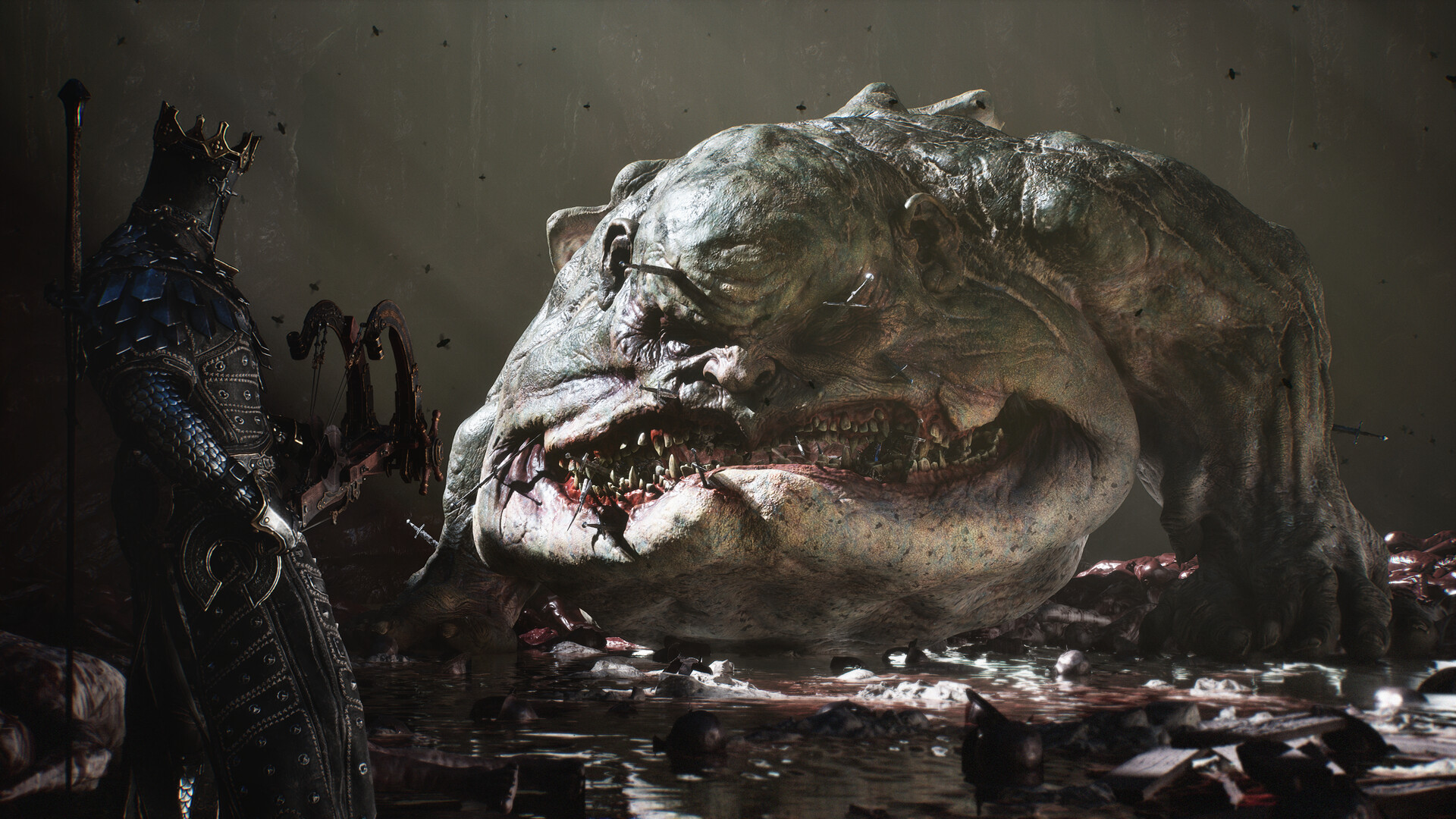 Official Mortal Shell II combat scene in a ruined environment.