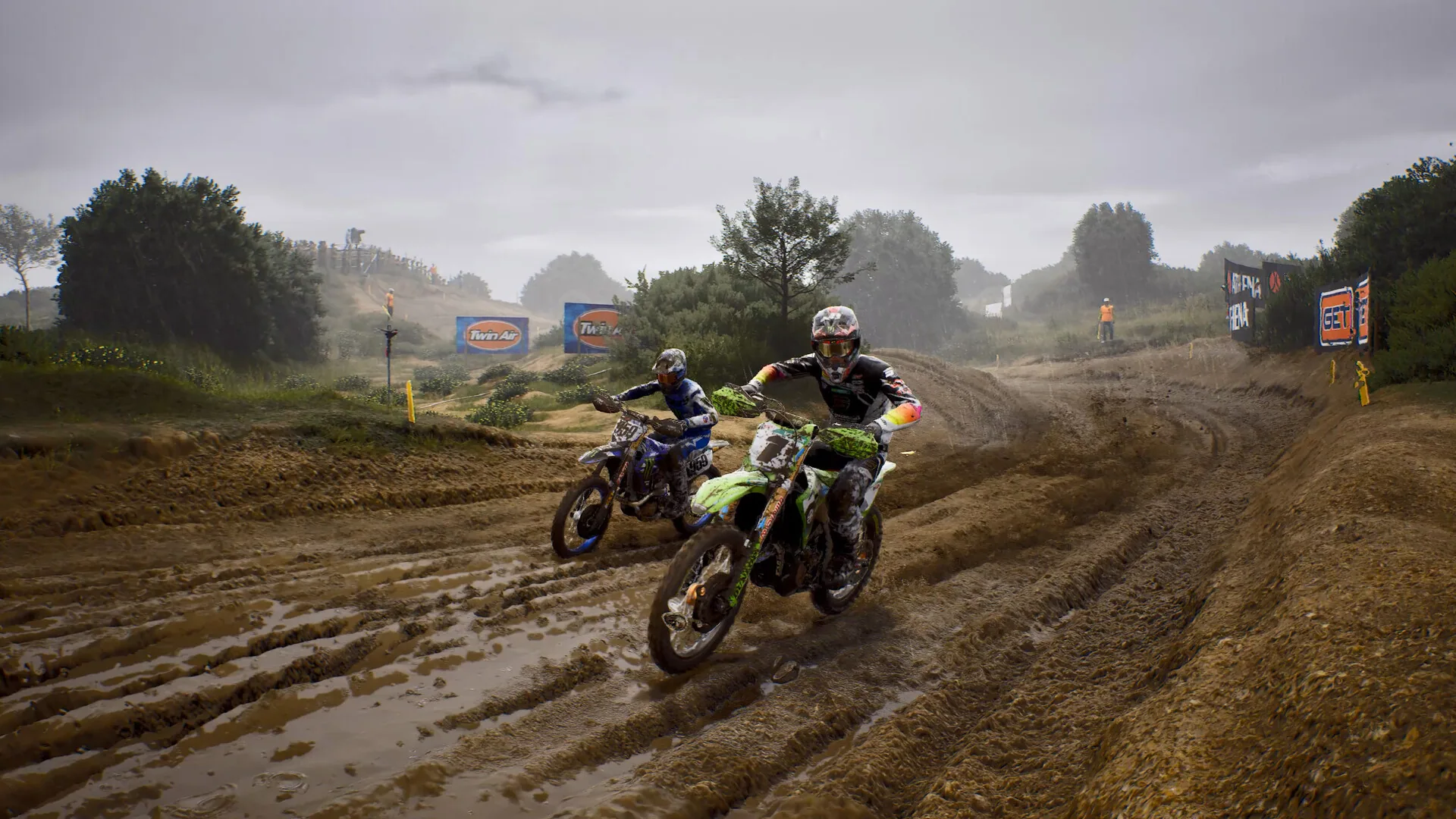 MXGP 26 pack in a dusty rhythm section