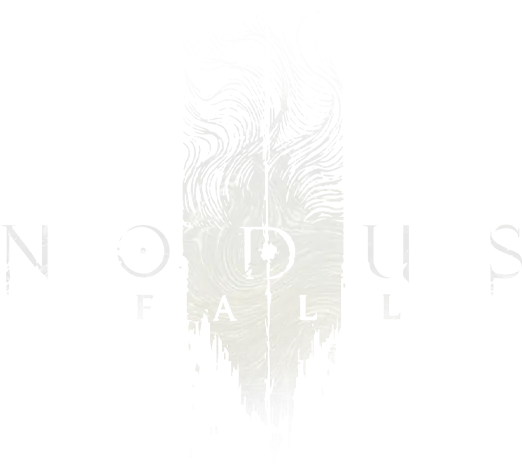 Official Nodusfall emblem of a pale thread-knot glyph on a transparent field.
