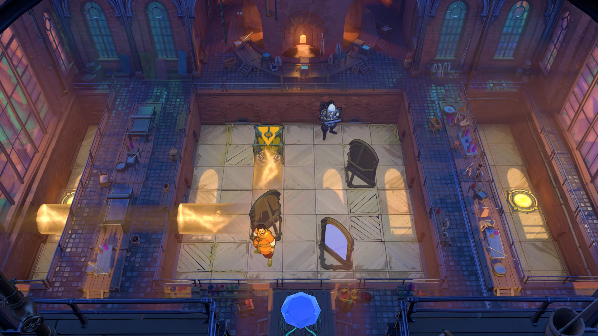 Readable realm props in a crowded puzzle room