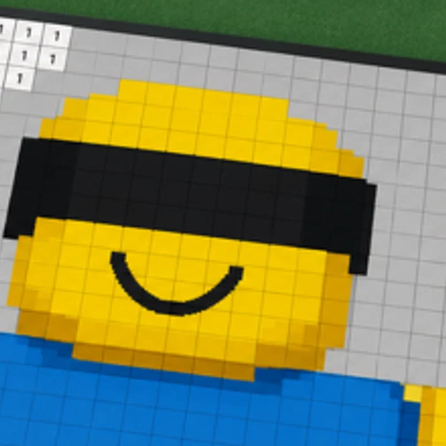 Yellow Roblox face recreated block by block