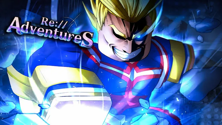 Blonde superhero punching with the Re://Adventures logo