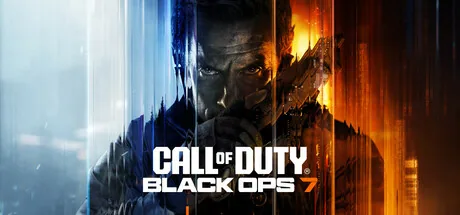 Call of Duty: Black Ops 7 Steam header: a close-up of an operator aiming a pistol, split between icy blue and burning orange, with the Black Ops 7 wordmark.