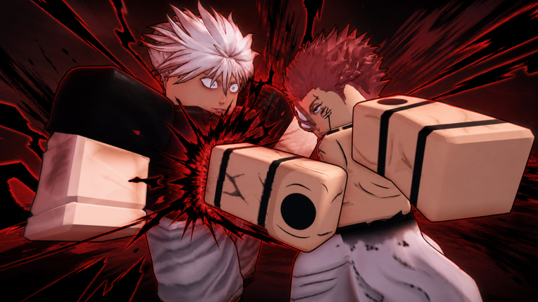 Two blocky anime-inspired fighters collide in official Roll Anime to Fight experience art.
