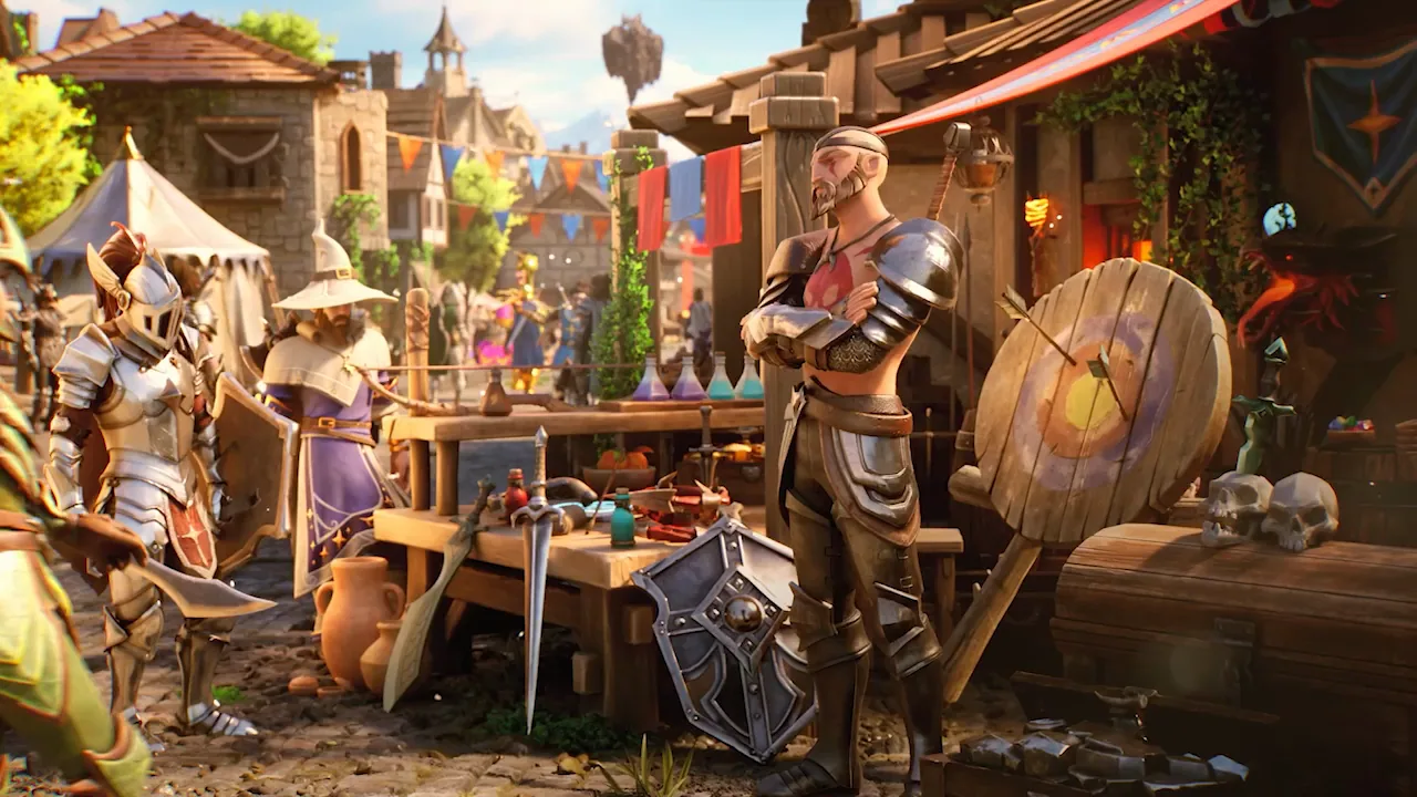 An armor stall in the market street.