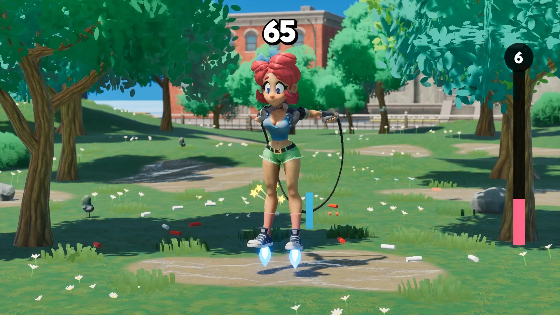 Scarlet airborne with jet flames from her sneakers and score 65