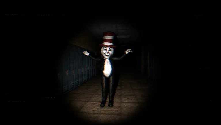 Cat in the Hat with arms out in a hall