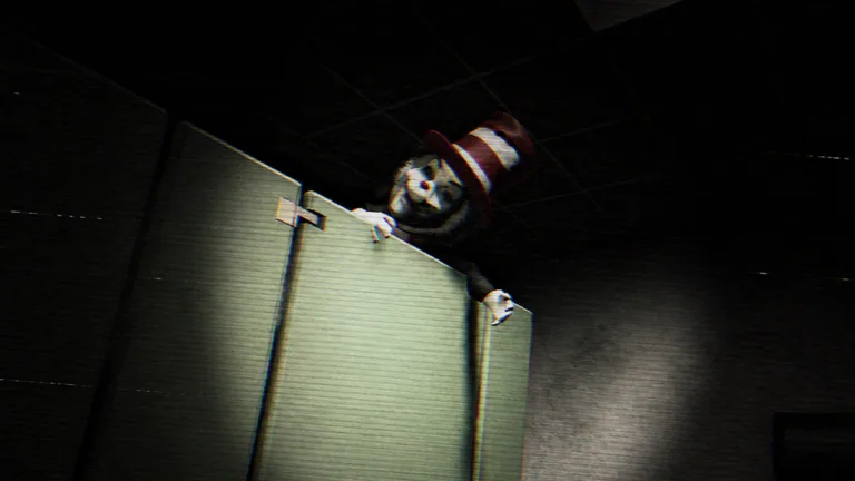 Cat in the Hat peeking over a stall