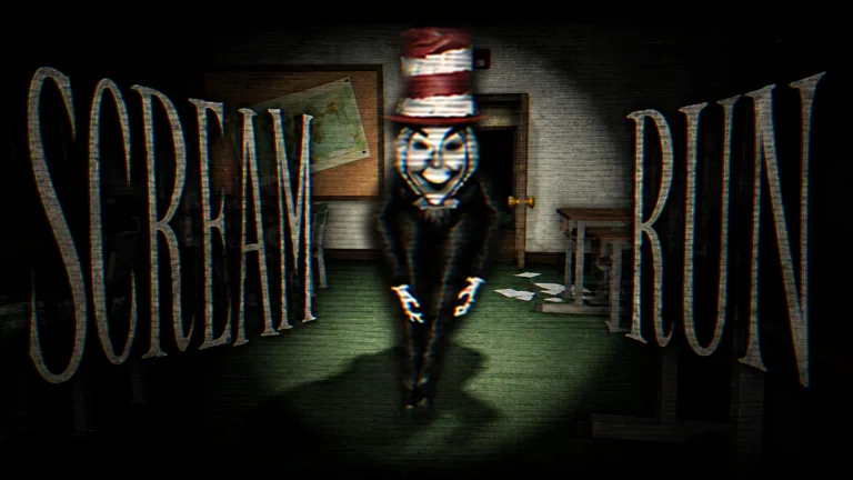 Scream And Run title over a classroom