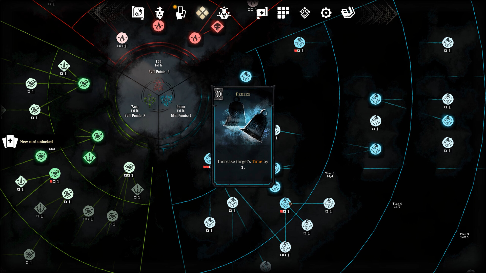 Official radial skill trees labeled Yana, Lev, and Anton