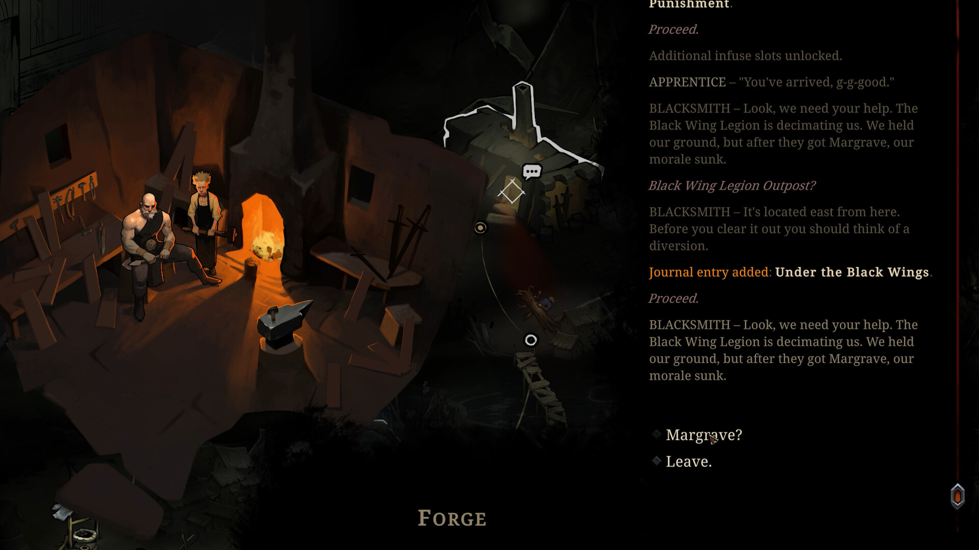 Official Shards of Order Journal and story-event choice beside a campfire