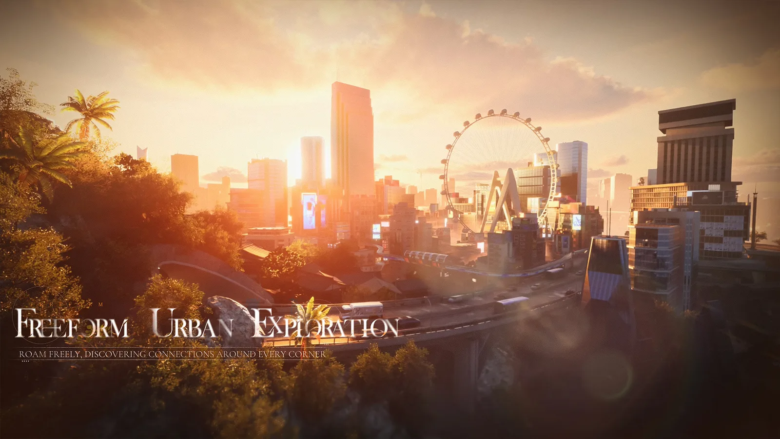The City of Fading Light at golden hour, seen from above — official Silent Whispers key art