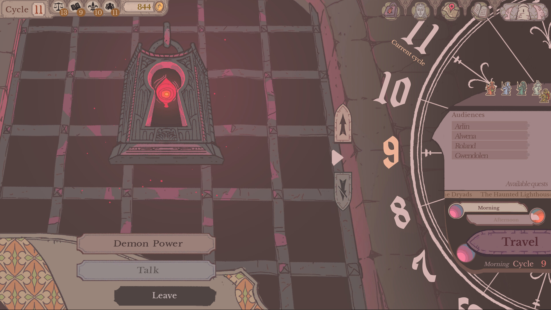 Demon Power interface beside the cycle clock used for turning back time.
