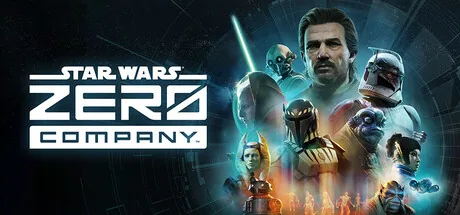 STAR WARS Zero Company key art: logo at left and a collage of squad portraits including a clone trooper, Jedi, Mandalorian, and other operators.