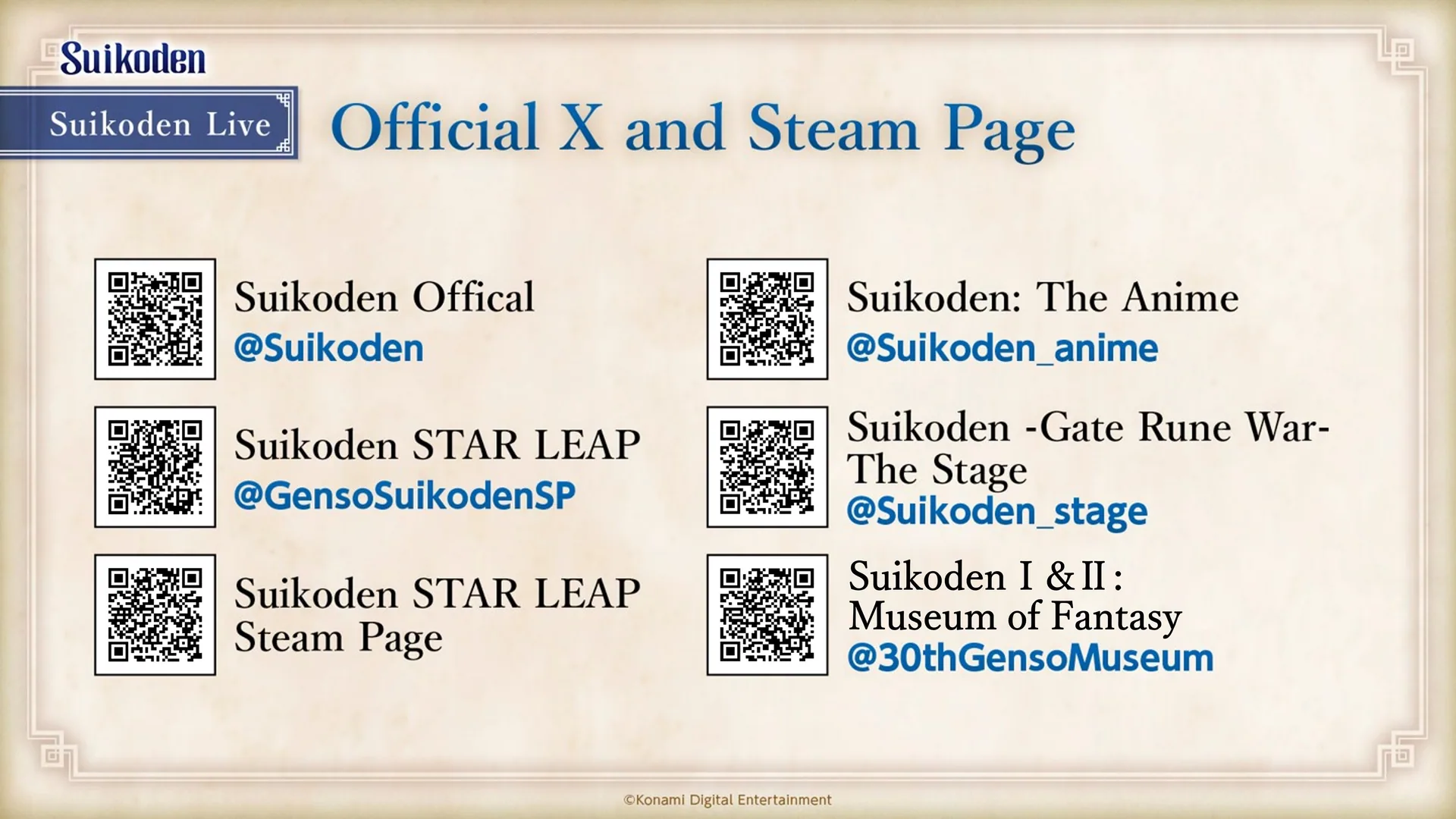 Official Steam news image from “Official Program "Suikoden Live" survey underway.”.