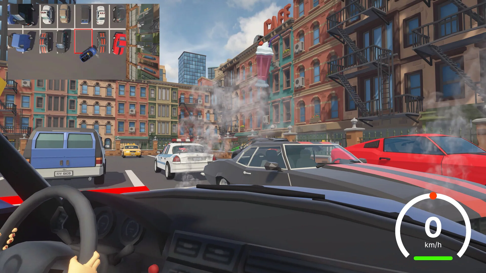 In-car view from a demo build around the show period.