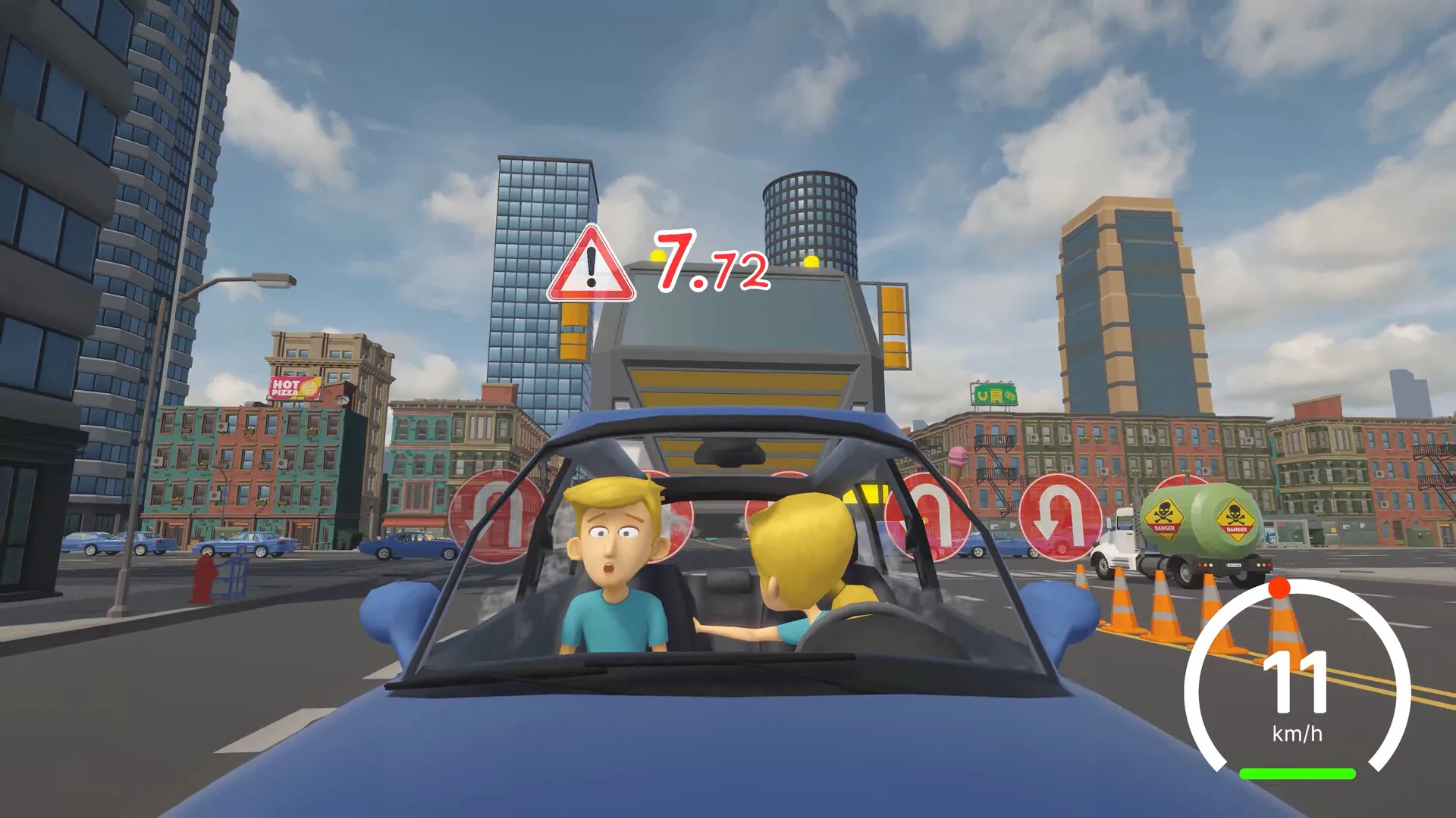 Dashboard and road on a Windows demo build.
