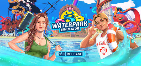 The official Waterpark Simulator key art anchors this dated update reference; detailed claims below remain tied to the 1.0 announcement and store description.