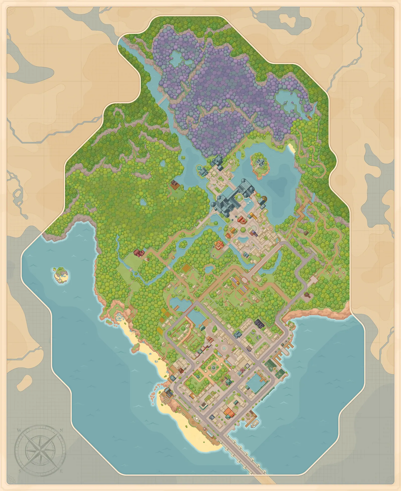 Official illustrated map of Mossport